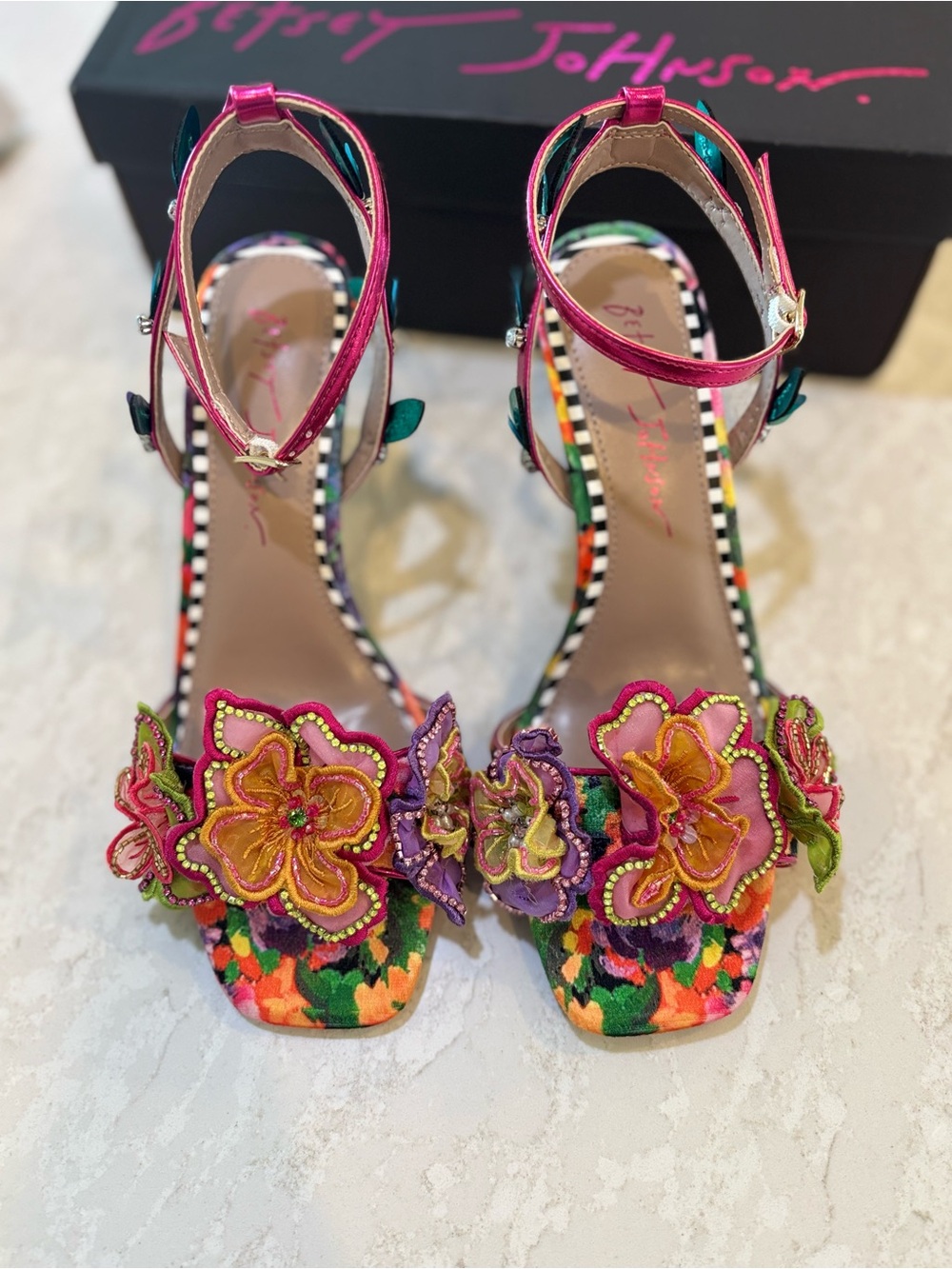 Betsey Johnson Annalee Open Toe Floral Sandals - Picture 6 of 8